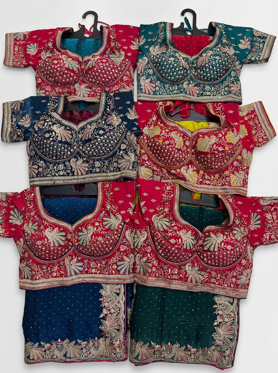 Velvet Work Blouse — 06 — wholesale Velvet, Satin & Silk set